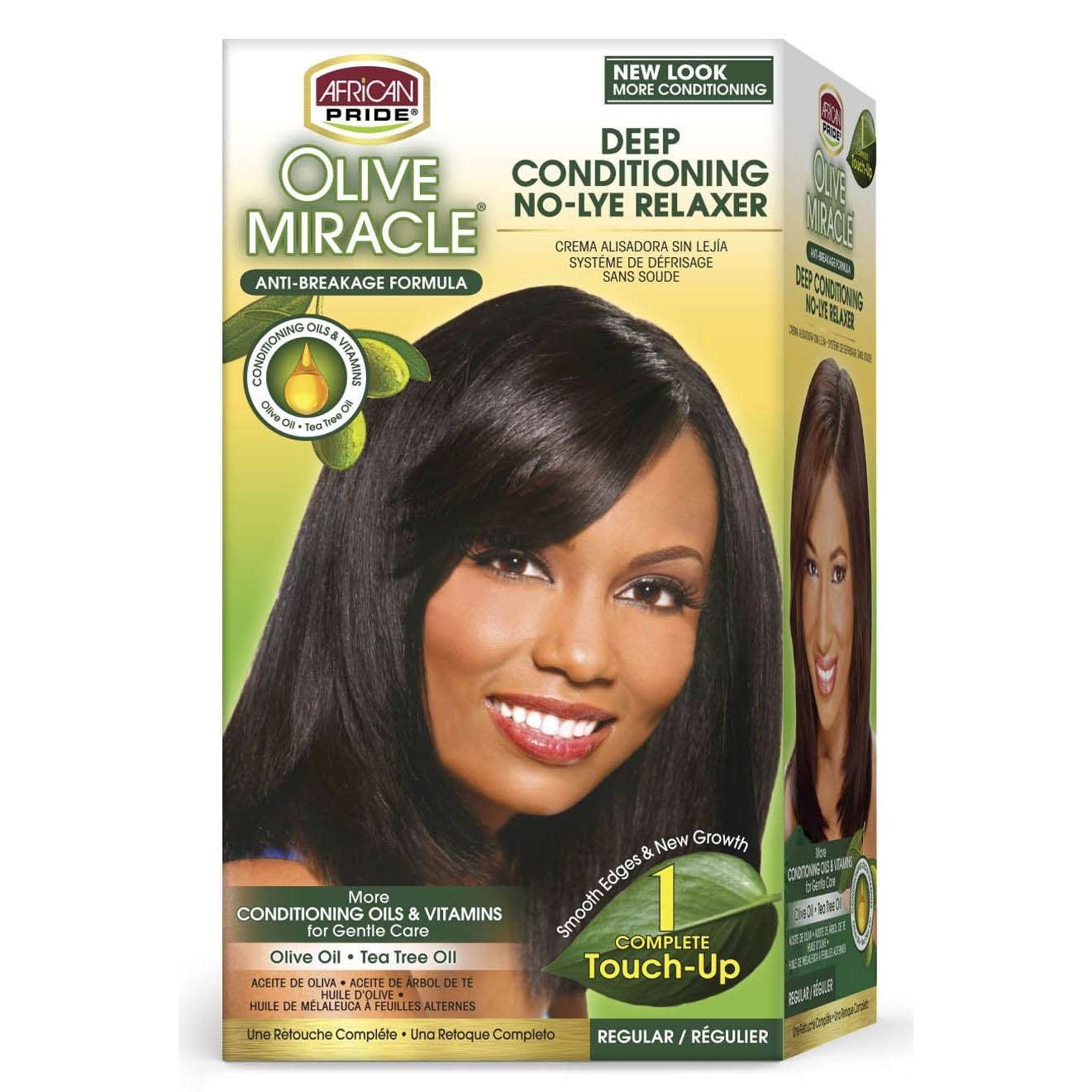 African Pride No-Lye Relaxer Olive Miracle Regular 1 Application Kit