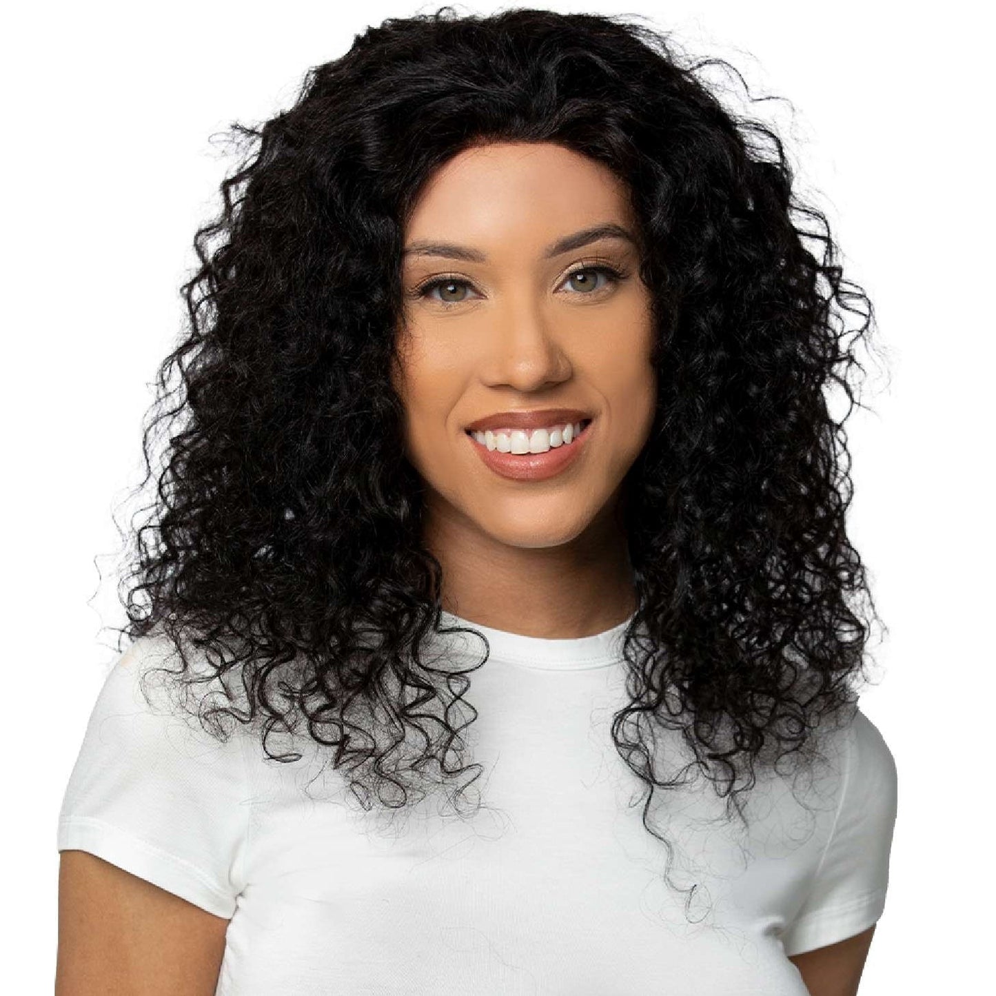 T-Part Lace Wig Deep Wave Human Hair 20 Inch Natural Color