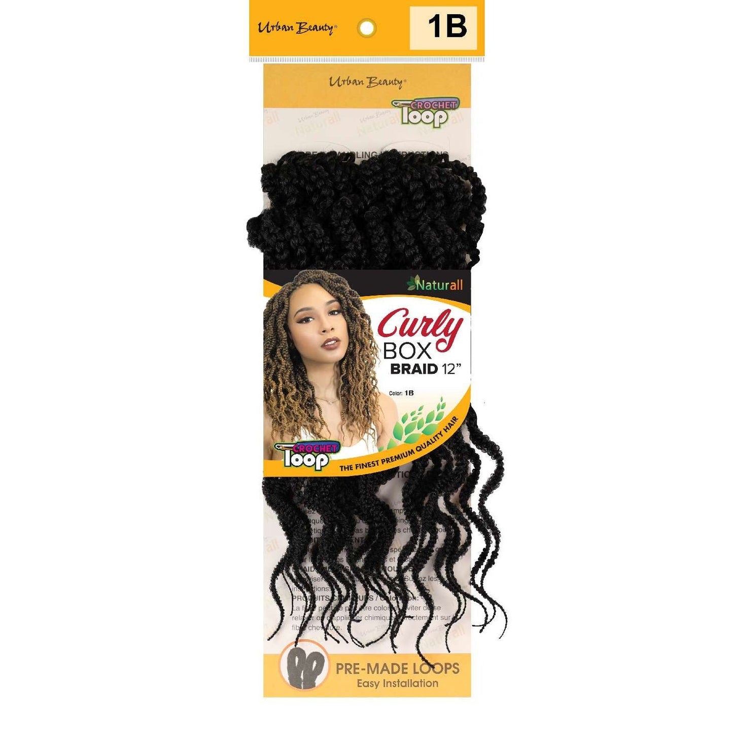 Synthetic Box Braid Curly Hair 12 Inch 1B
