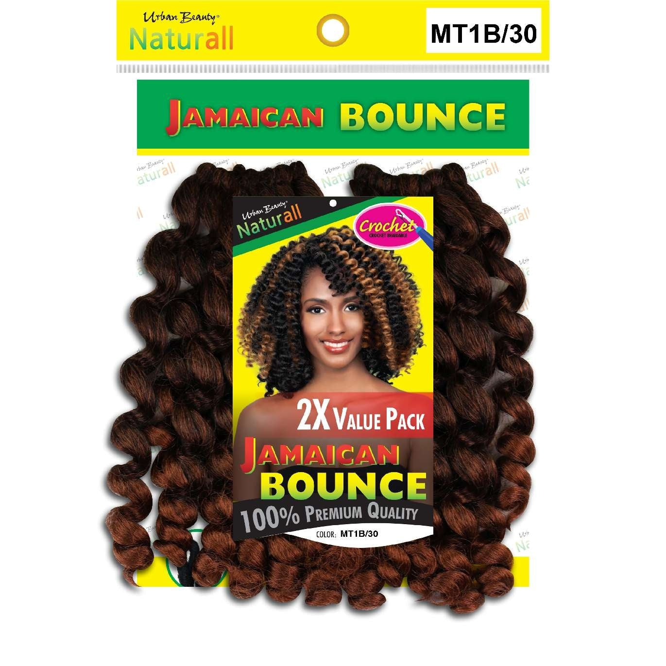 Synthetic Braiding Hair Jamaican Bounce Full Volume 3-4 Packs P1B30