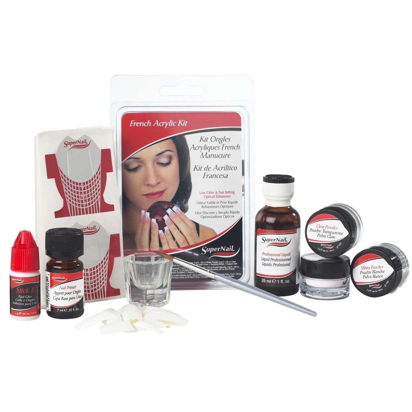 French Acrylic Nail Kit with Brightening Enhancers, 4 Sets