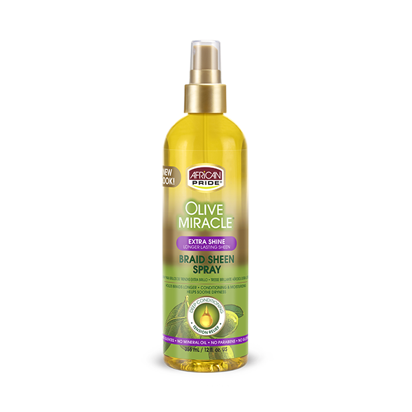 African Pride Braid Sheen Spray with Olive Oil and Tea Tree Extracts