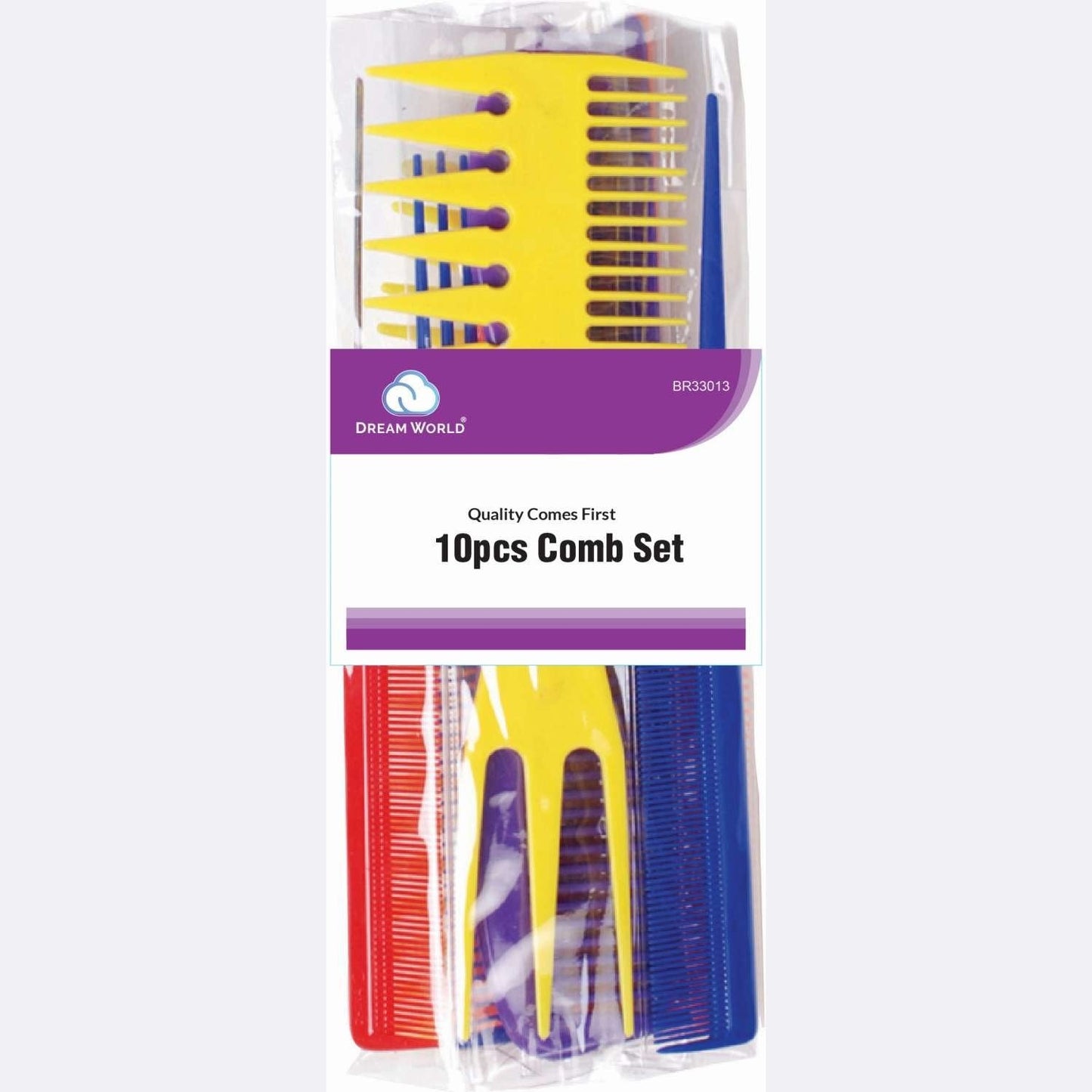 10-Piece Comb Set for Normal to Fine Hair, Assorted Colors