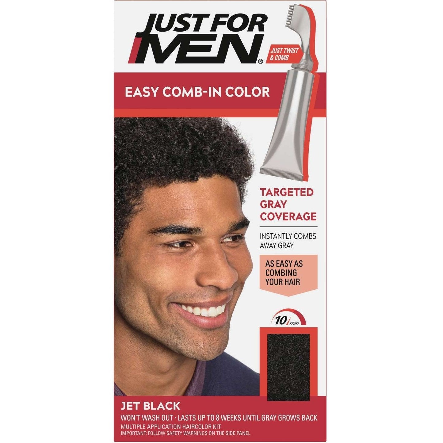 Hair Color Jet Black with Comb-In Applicator, Ammonia-Free, 1 Application