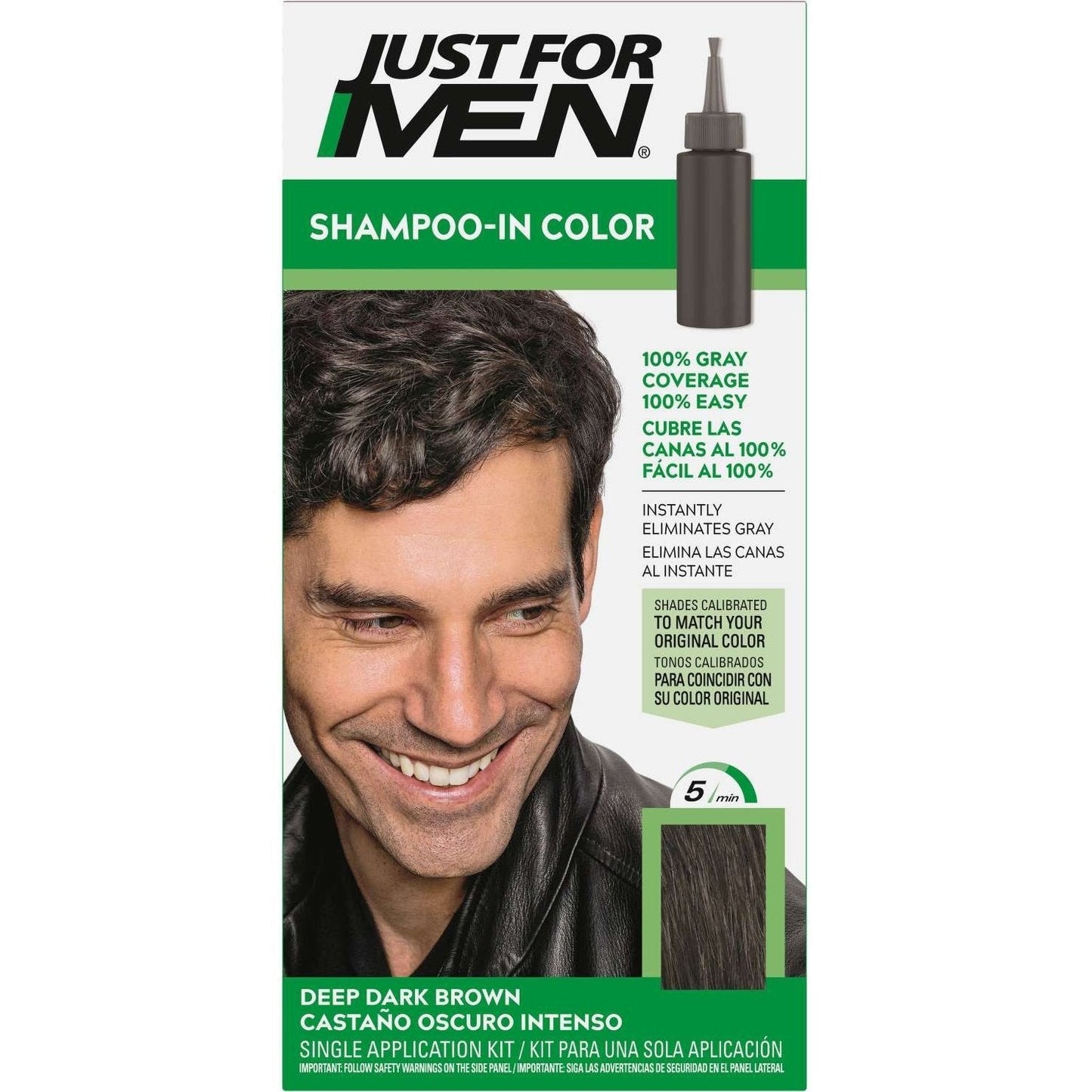 Hair Color Shampoo with Olive Oil, Vitamin E & Keratin, 5-Minute Formula, Deep Dark Brown