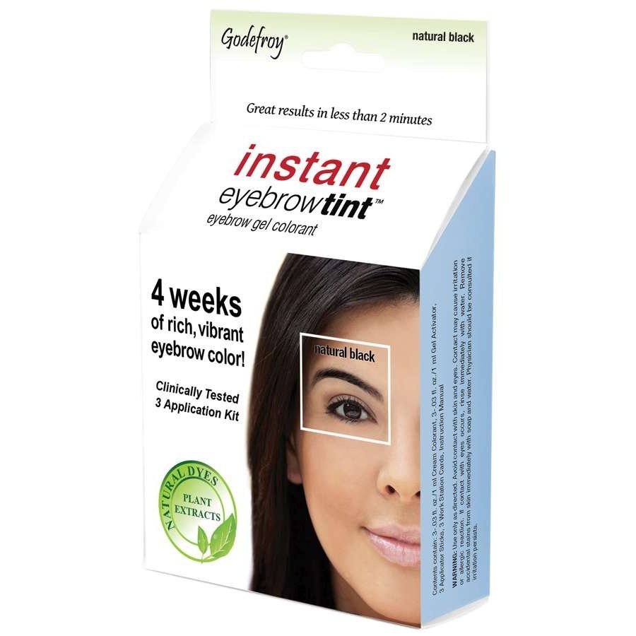 Instant Eyebrow Tint Kit Sensitive Skin Natural Black Three Applications