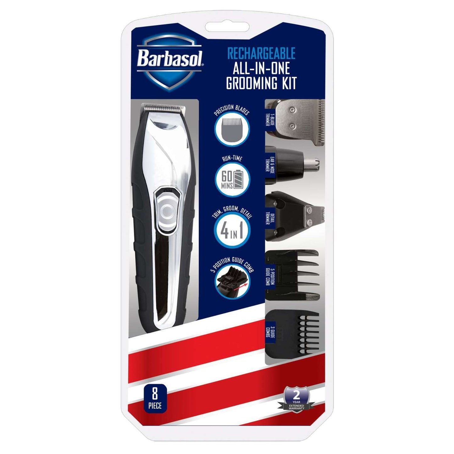 Rechargeable All-In-One Mens Grooming Kit Stainless Steel Blades
