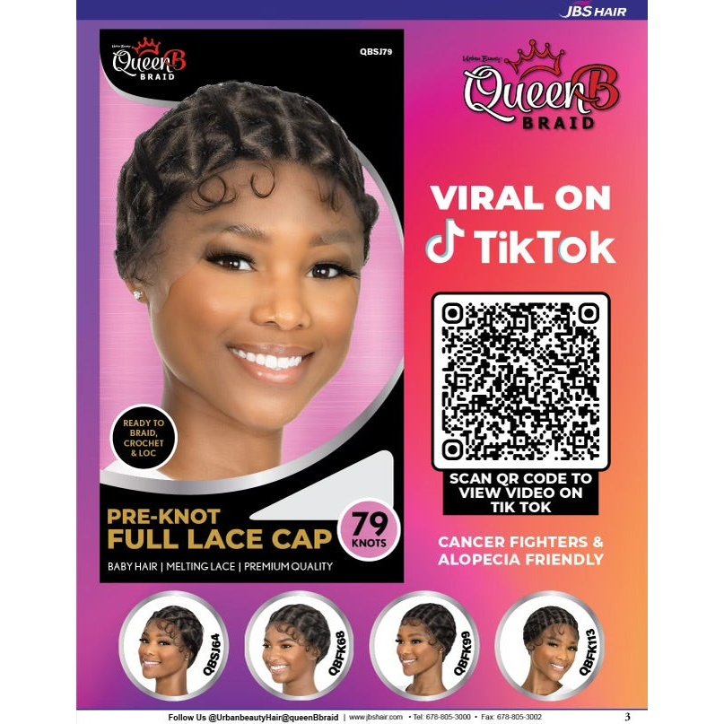 Pre-Knotted Full Lace Wig Cap 79 Knots for Braided and Crochet Styles