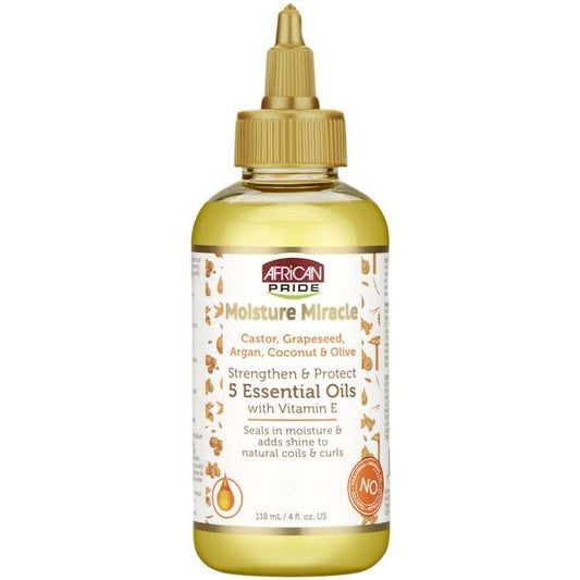 African Pride Moisture Miracle Strengthen Protect 5 Essential Oils Hair Treatment 4 Oz