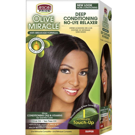 African Pride No-Lye Relaxer Olive Miracle 1 Application Super Kit
