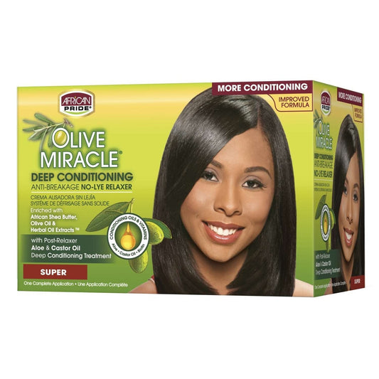 African Pride No-Lye Relaxer Kit with Olive Miracle