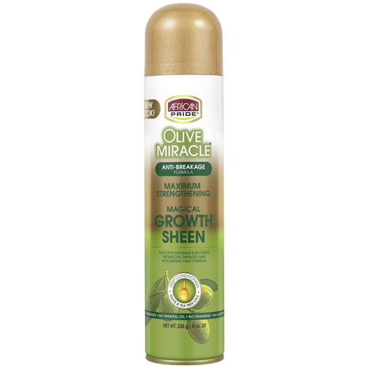 African Pride Sheen Spray Olive Miracle Growth 8 Oz