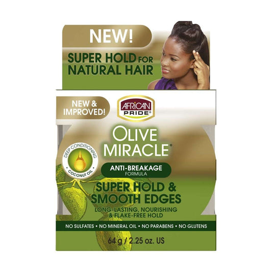 African Pride Edge Control Olive Miracle Super Hold 2.25 Oz