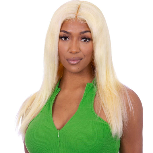 Human Hair Wig Straight 22 Inch Blonde Lace Front Ear to Ear