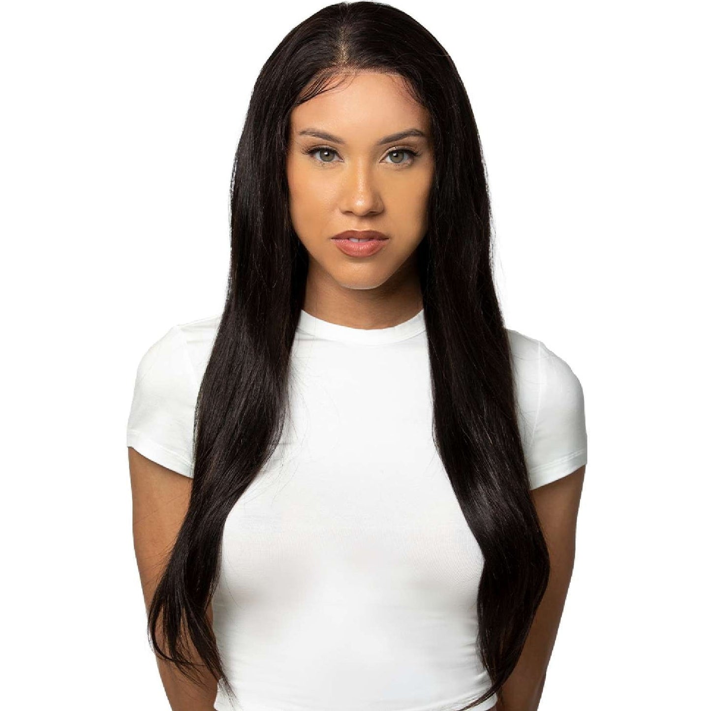 T-Part Lace Wig Straight Human Hair 18 Inch Natural Color
