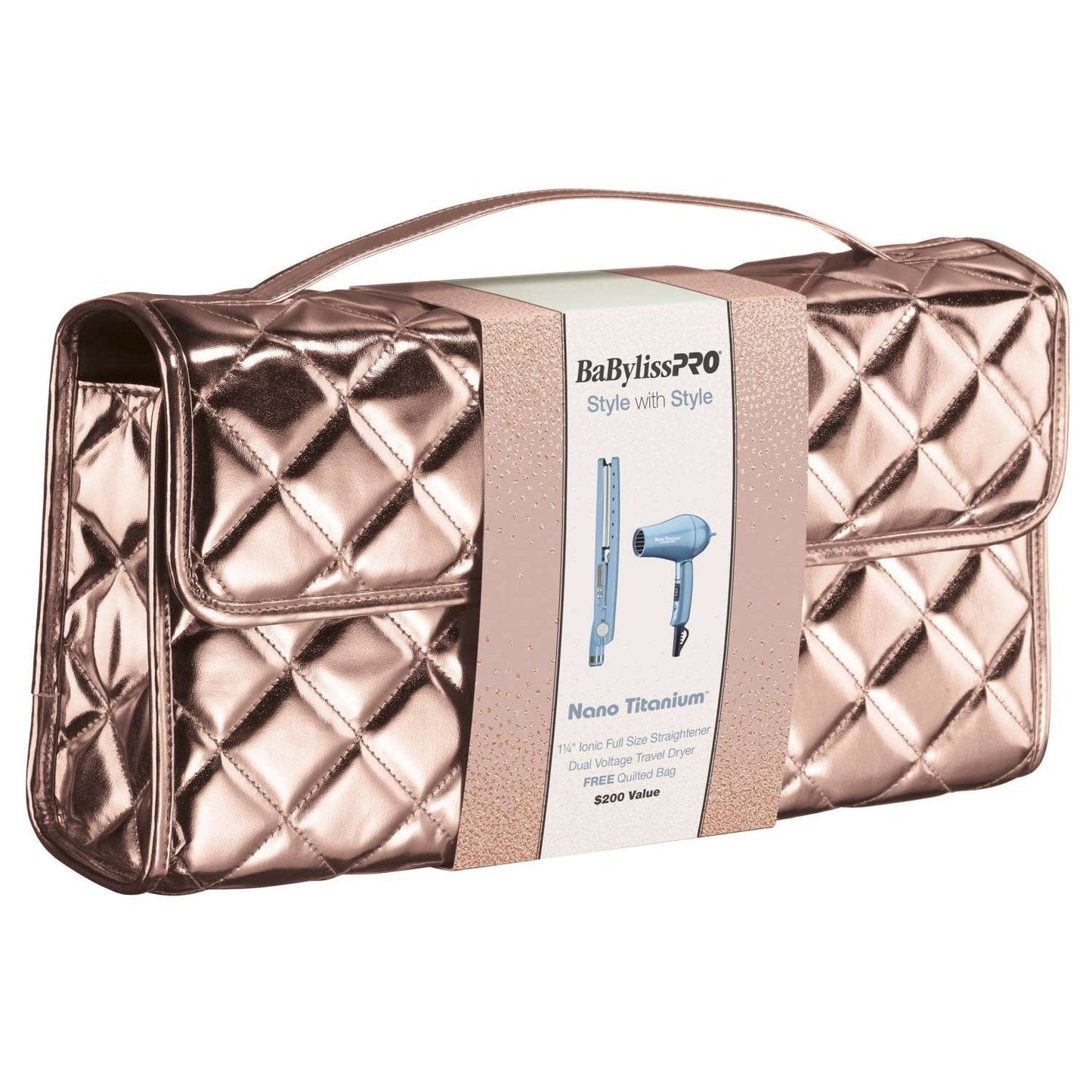Nano Titanium Flat Iron and Blow Dryer Duo with Stylist Pouch