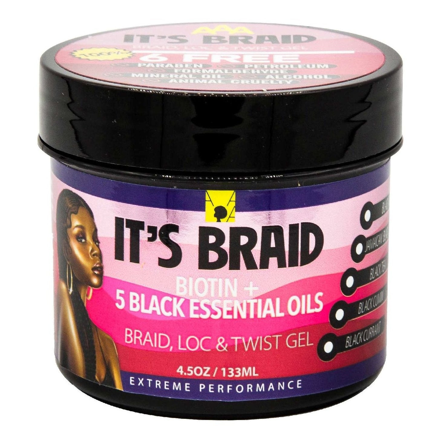 Anti Aging Braid Loc Twist Gel with Biotin & Black Essential Oils 4.5 Oz