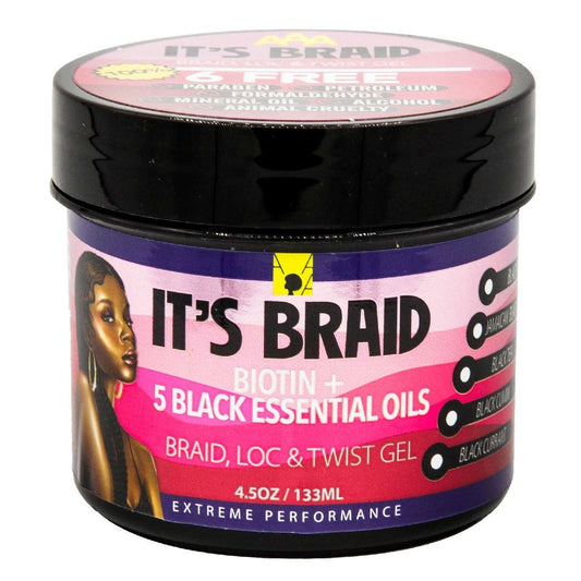 Anti Aging Braid Loc Twist Gel with Biotin & Black Essential Oils 4.5 Oz