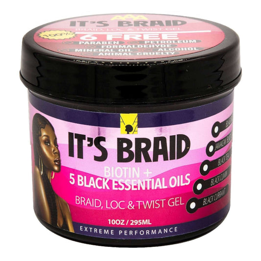 Anti Aging Braid Loc Twist Gel with Biotin and Black Essential Oils 10 oz