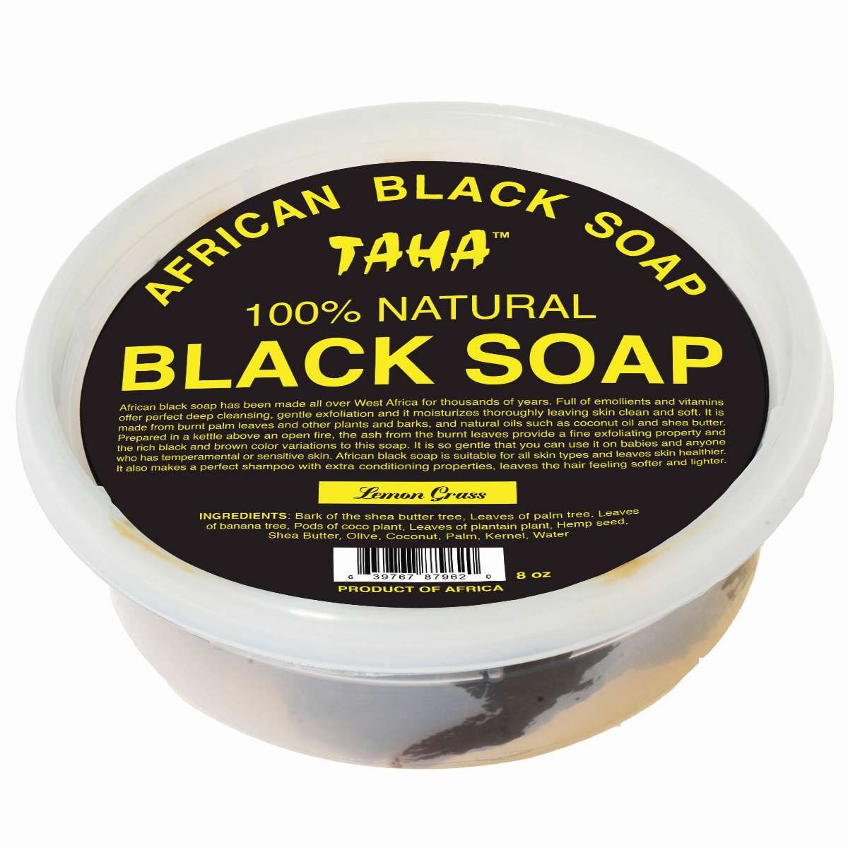 Black Soap Lemon Grass Tub 8 Oz