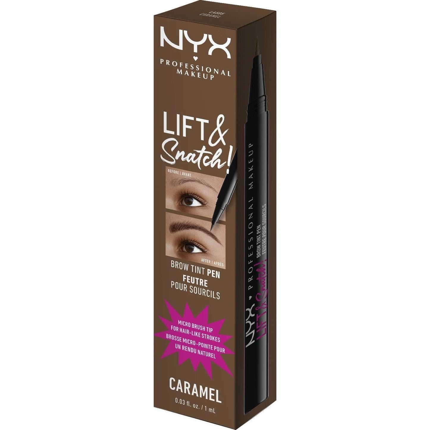 Lift Snatch Brow Tint Pen Micro-Brush Tip 0.03 Fl Oz Caramel