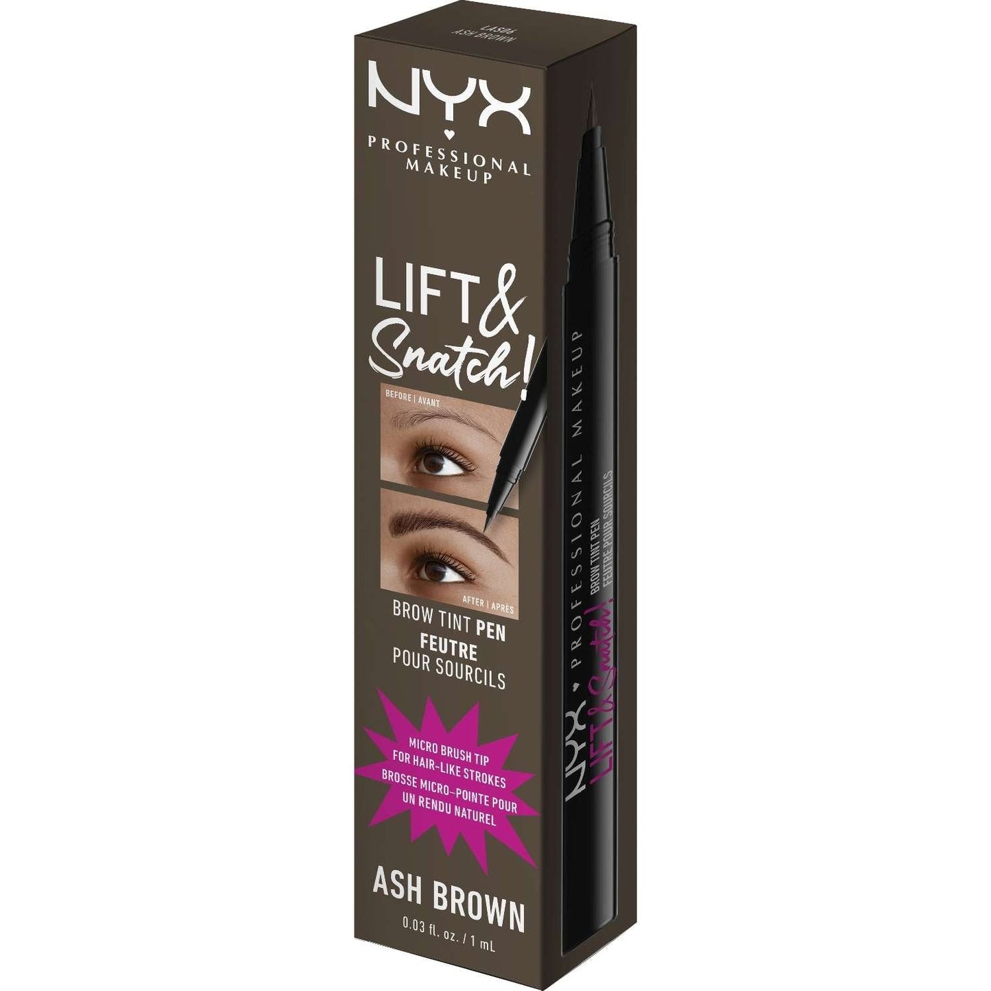 Lift Snatch Micro-Brush Brow Tint Pen Ash Brown 0.03 Fl Oz