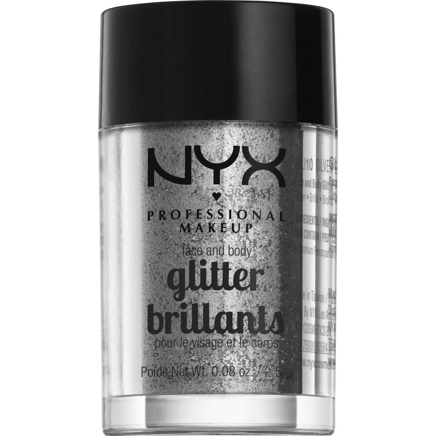 Face and Body Loose Glitter Silver 0.08 Oz