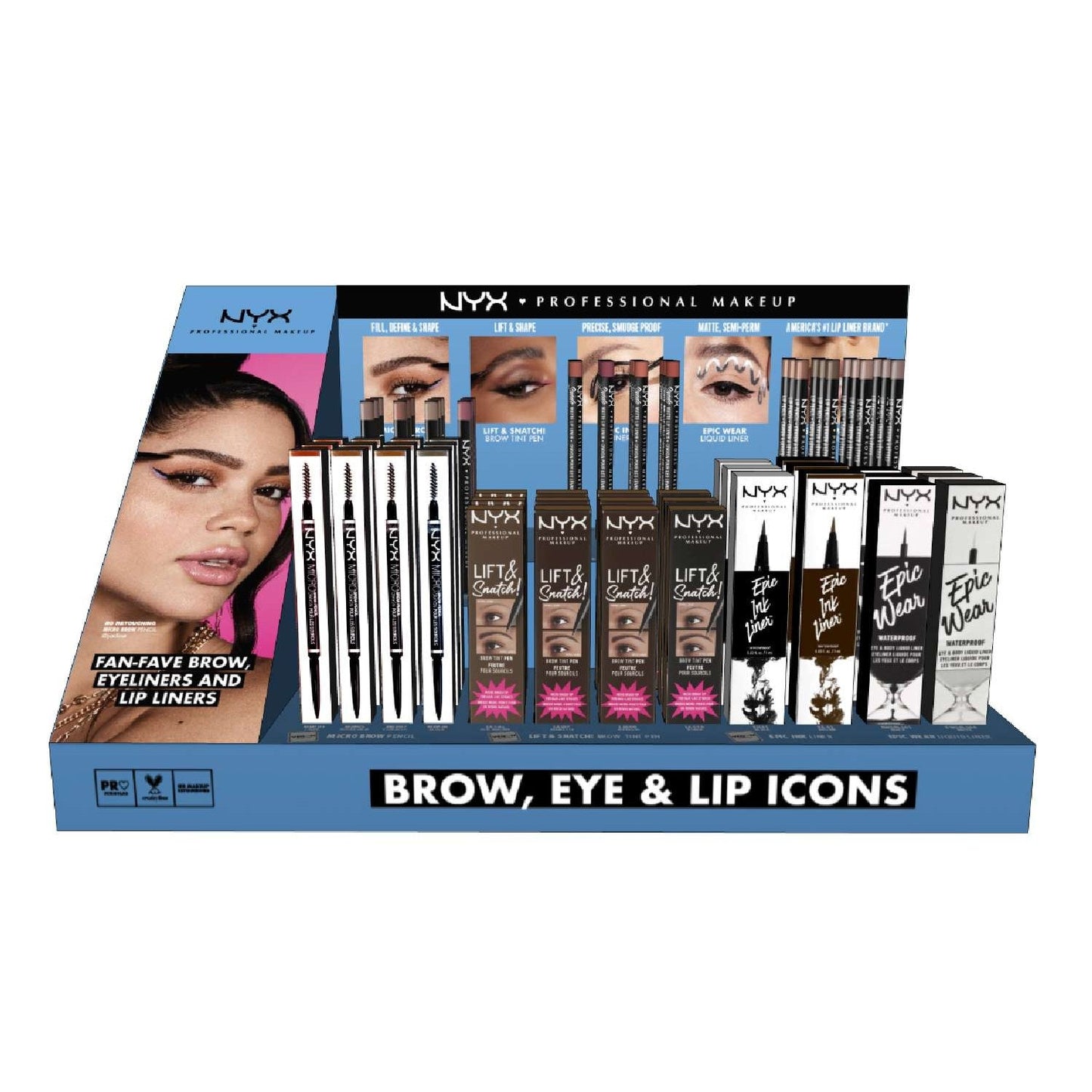 Brow, Eye & Lip Icons Counter Display 84 Pc Pre-Pack