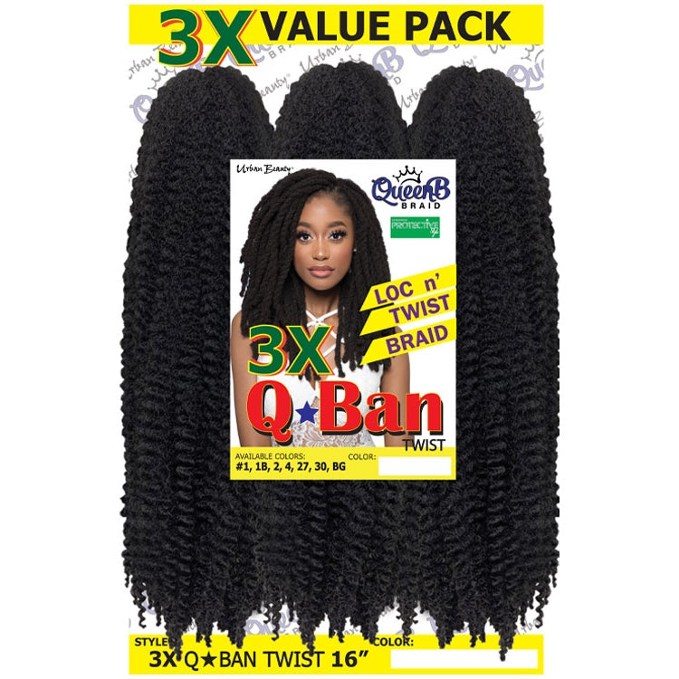 Q-Ban Twist Synthetic Hair Color #1B 3X