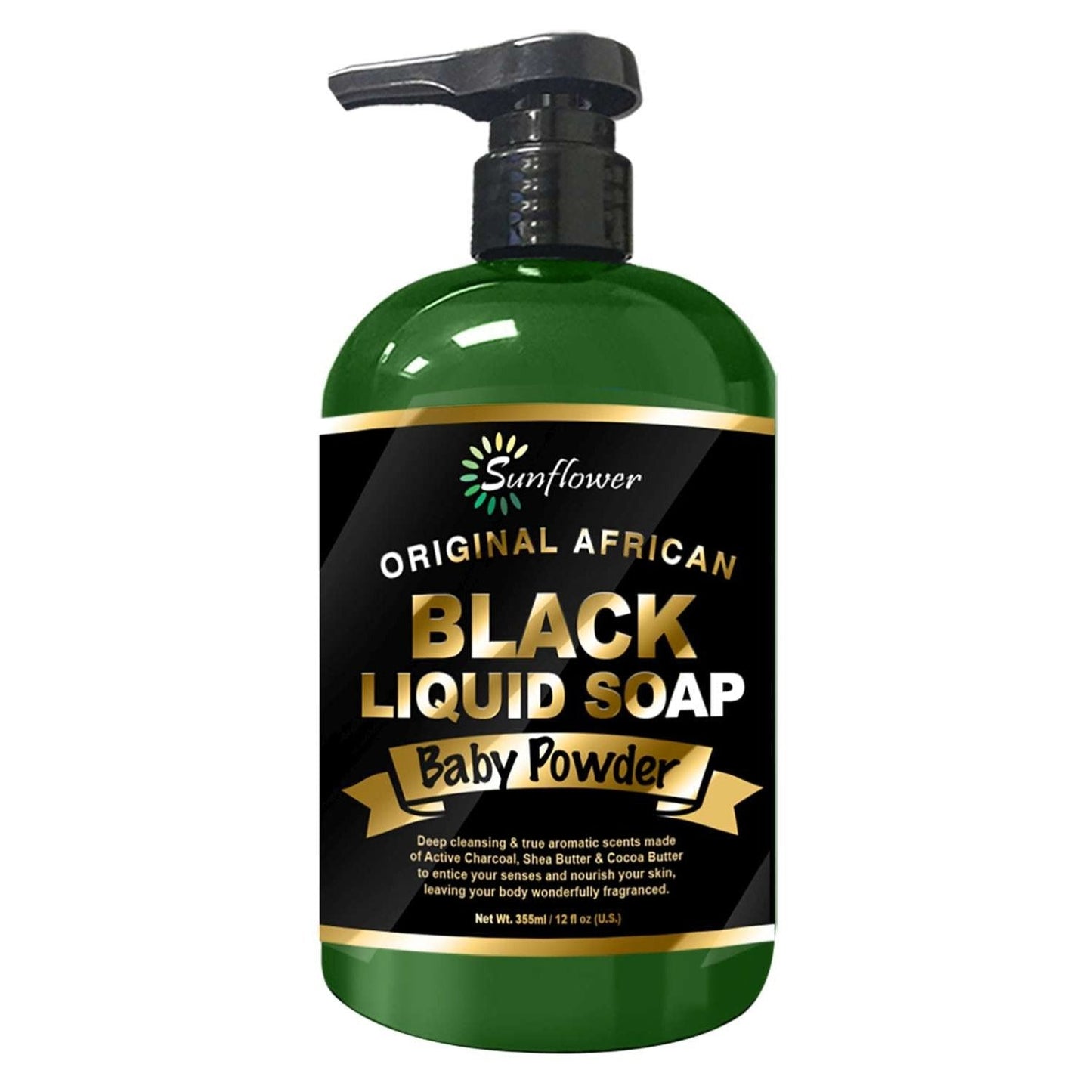 Liquid African Black Soap with Sunflower 12 Oz