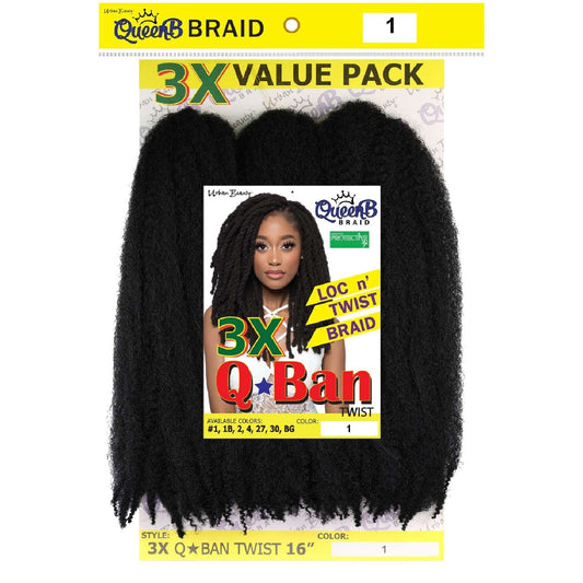 Q-Ban Twist Synthetic Hair Color #1 3X