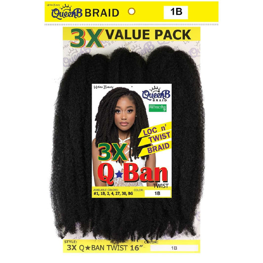 Q-Ban Twist Synthetic Hair Color #1B 3X