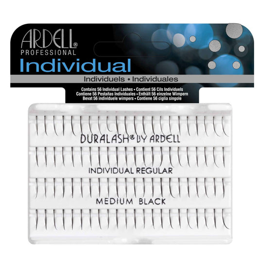 Individual Silken Black Human Hair Eyelashes Medium Length