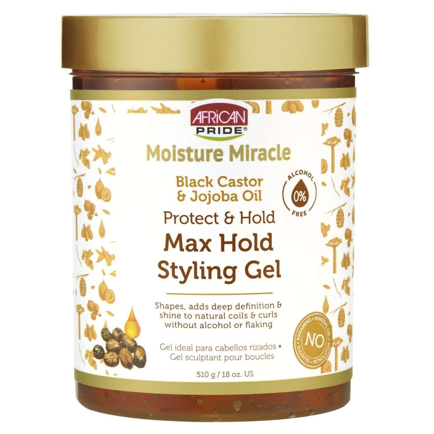 African Pride Styling Gel Black Castor Oil Tea Tree Oil Max Hold