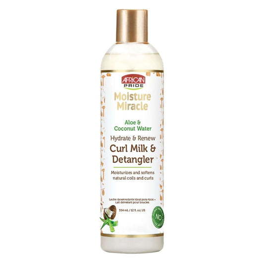 African Pride Curl Milk Detangler with Aloe Vera for Hydration and Moisture Renewal
