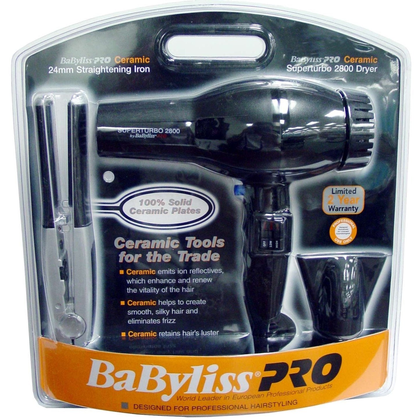 Ceramic Turbo 2800 Hair Dryer & 24mm Flat Iron Set