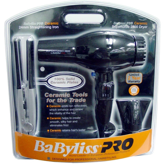 Ceramic Turbo 2800 Hair Dryer & 24mm Flat Iron Set