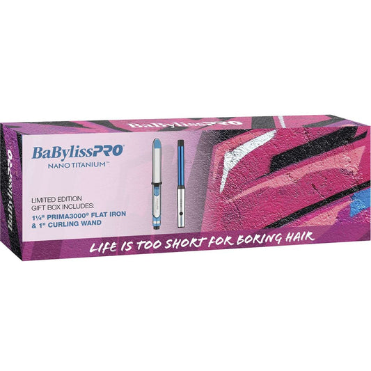 Flat Iron 1 1/4 Inch and Curling Wand 1 Inch Hair Styling Tools Gift Box Limited Edition