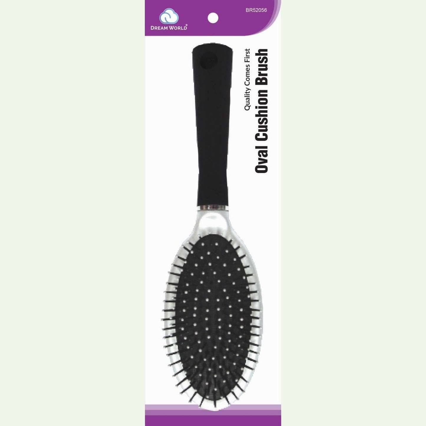 Oval Cushion Brush for Thick Hair with Metallic Silver Finish