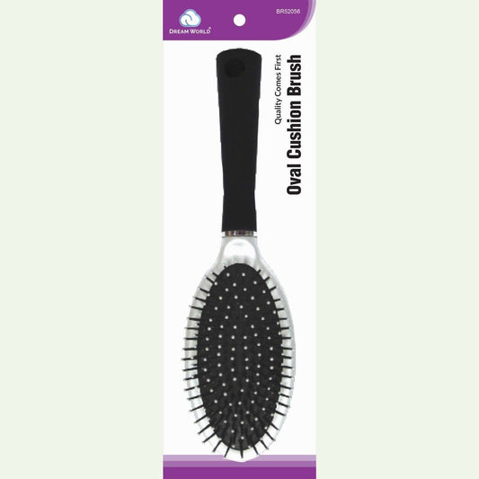Oval Cushion Brush for Thick Hair with Metallic Silver Finish