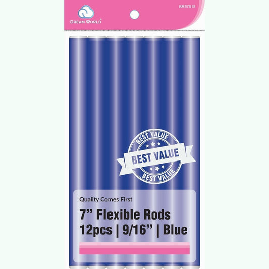 Flexible Hair Curling Rods 9/16 Inch, 12 Count, Blue