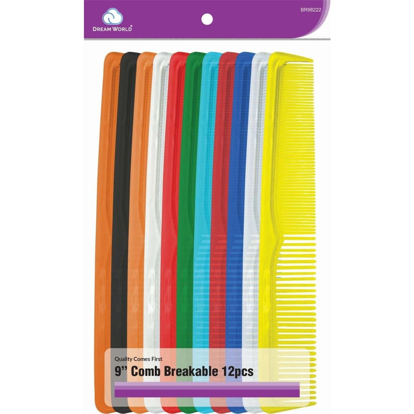 9 Inch Assorted Clear Color Combs Set for Professional Hair Styling