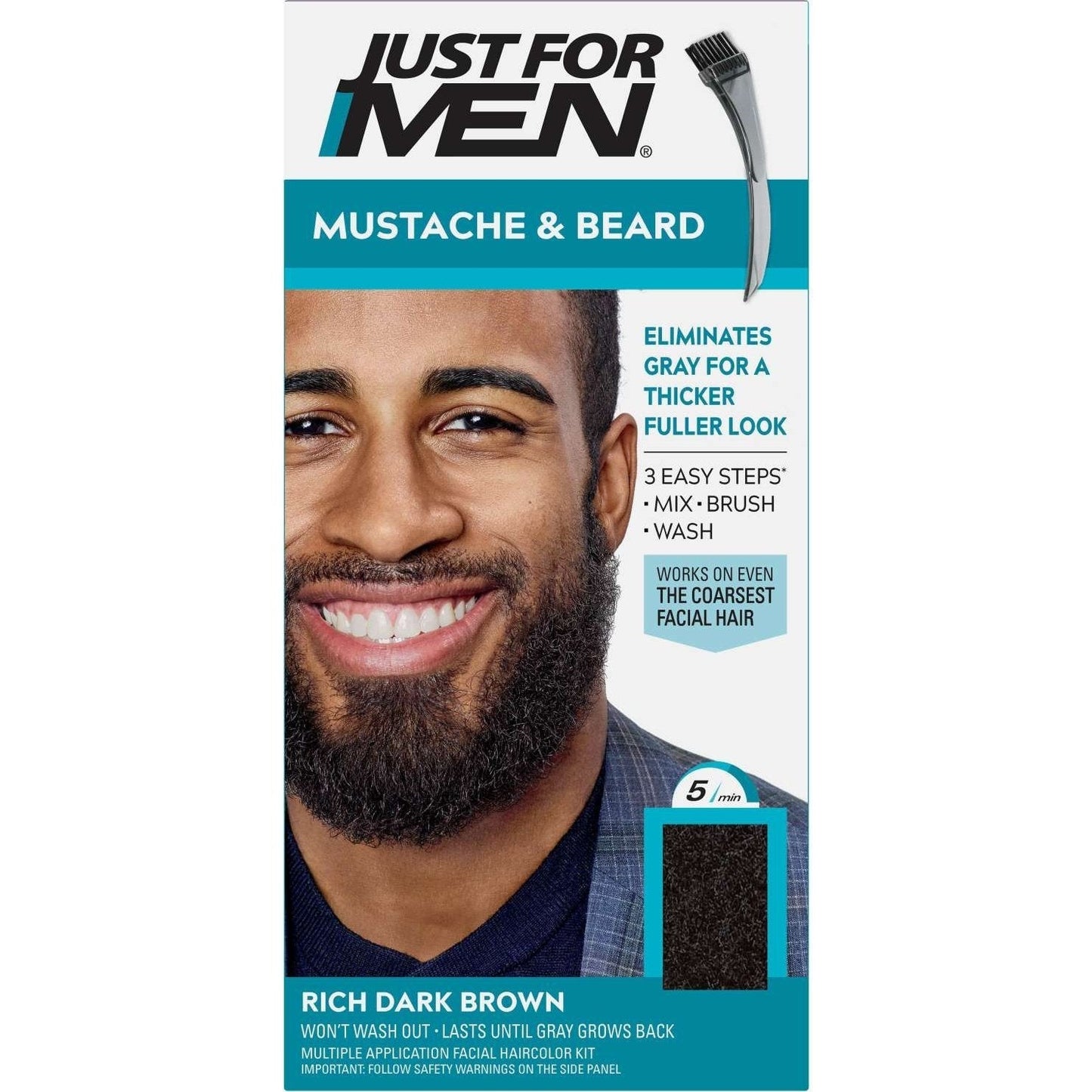 Mustache and Beard Hair Color Ammonia-Free Rich Dark Brown