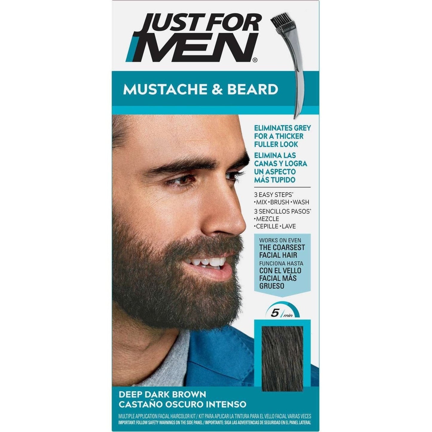 Mustache and Beard Hair Color Deep Dark Brown with Vitamin E Aloe Vera Conditioner M-46