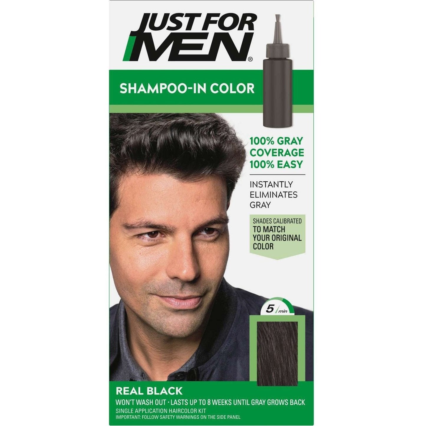 Shampoo-In Hair Color with Olive Oil, Keratin – 55 Real Black