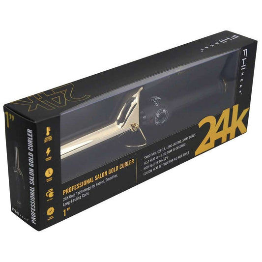 24K Professional Gold Curling Iron for All Hair Types 1 Inch