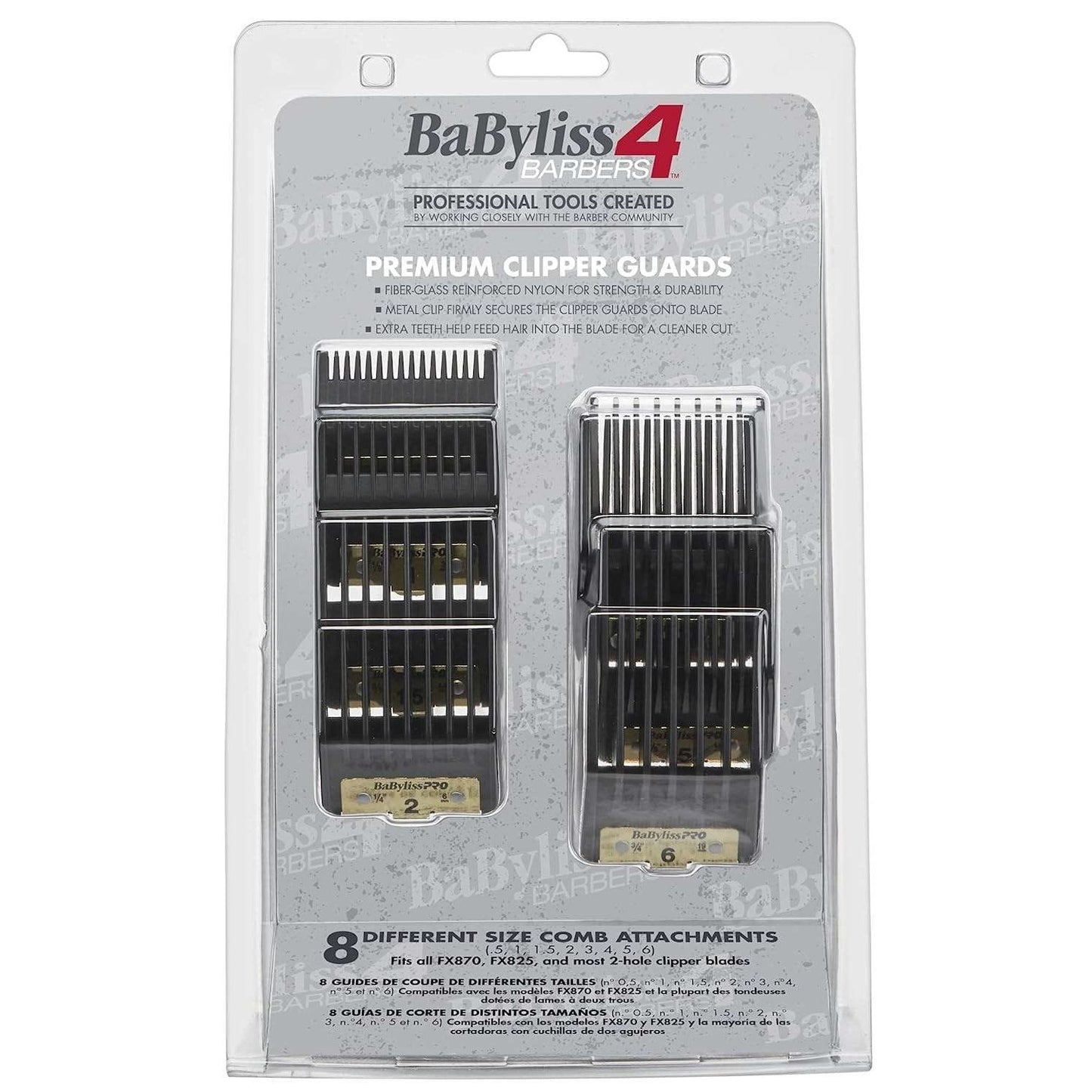 Clipper Guards Comb Attachments for BabylissPro FX890 FX870 FX825 FX673 Models, 8 Pieces