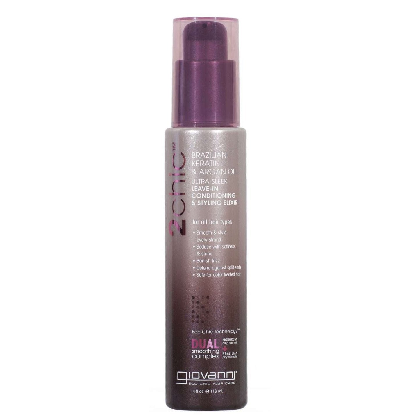 Leave-In Conditioning Styling Elixir with Brazilian Keratin and Argan Oil for All Hair Types