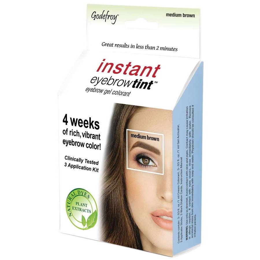 Instant Eyebrow Tint Kit Sensitive Skin Medium Brown Three Applications