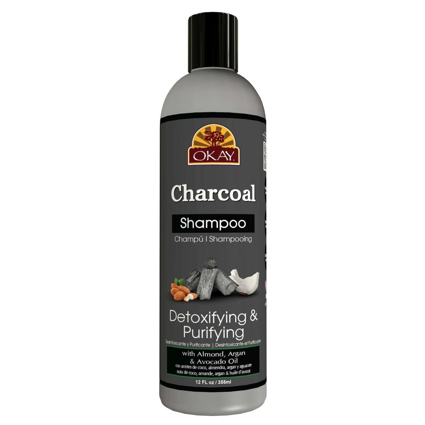 Charcoal Detoxifying Purifying Shampoo with Avocado, Argan & Almond Oil